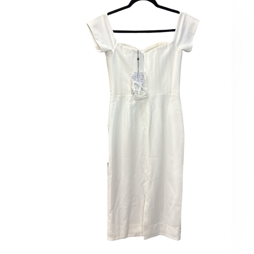 NWT Dress the Population Bailey Off Shoulder Bodycon Midi Dress White Size S - Picture 8 of 9